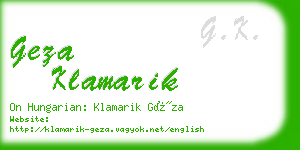 geza klamarik business card